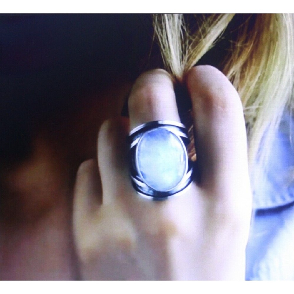 Boho Rainbow Moonstone Type Ring Silver Tone Jewelry Size 9 Birthday Gift NWT